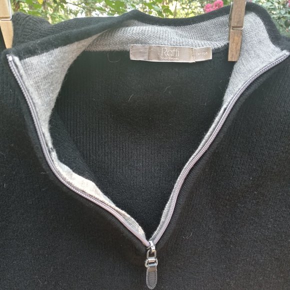 Linea Raffi Uomo Extra Fine Merino Wool 1/4 Zip Pullover Sweater Black Size XL54 - Picture 4 of 7